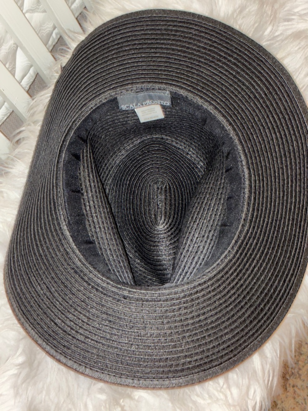 Scala Pronto Black Wide-Brim Woven Sun Hat - Picture 4 of 7